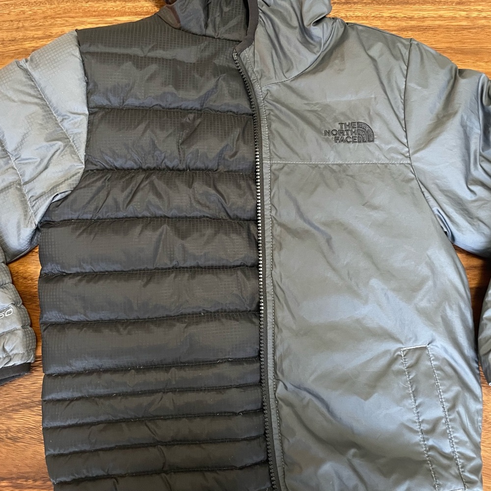 Black and Gray Reversible North Face 550
